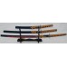 New 3 PSC Dark Navy Blue Japanese Dragon Samurai Warrior Katana Sword Set & Stand